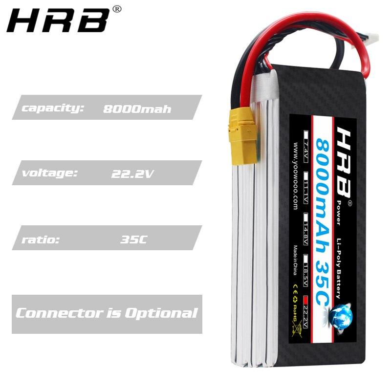 HRB 22.2V 8000mah Lipo Battery - 6S XT60 EC5 XT90 Deans T  XT150 AS150 35C RC Parts For FPV Drone Quadcopter Helicopter Airplane Car Boat — изображение 12