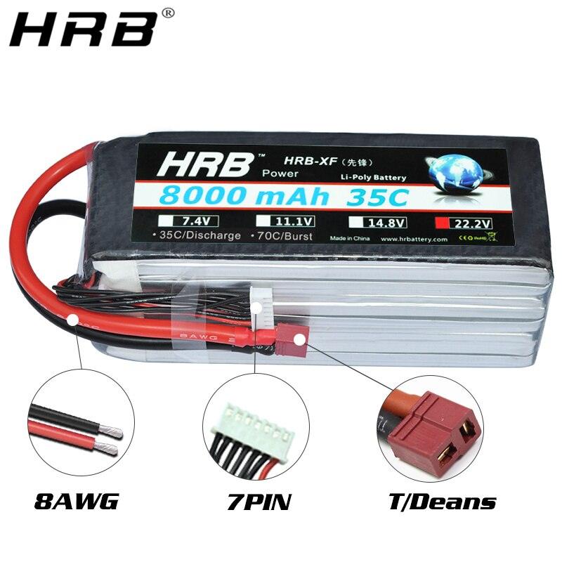 HRB 22.2V 8000mah Lipo Battery - 6S XT60 EC5 XT90 Deans T  XT150 AS150 35C RC Parts For FPV Drone Quadcopter Helicopter Airplane Car Boat — изображение 10