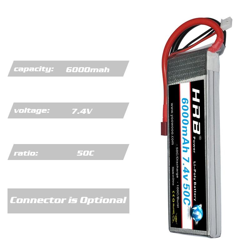 HRB 2S Lipo Battery 7.4V 6000mah - 60C XT60 T EC2 EC3 EC5 XT90 XT30 for For RC Car Truck Monster Boat Drone RC Toy — изображение 5
