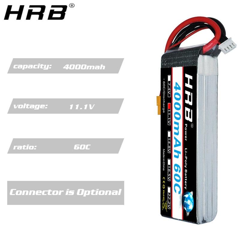 HRB 3S 11.1V Lipo Battery 4000mah - XT60 XT90 T Deans EC5 XT90-S 60C For Trex 500 Helicopter Airplane FPV Drone Car Boat RC Parts — изображение 4