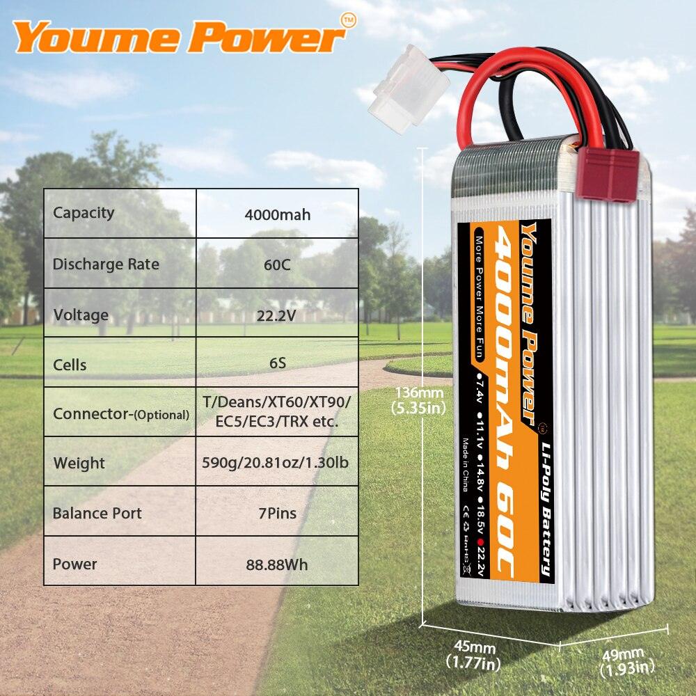 2PCS Youme 22.2V 6S Lipo Battery - 3300mah 4500mah 5200mah 6200mah 6500mah T Deans XT60 XT90 EC5 EC3 RC Parts 7 2PCS Youme 22.2V 6S Lipo Battery - 3300mah 4500mah 5200mah 6200mah 6500mah T Deans XT60 XT90 EC5 EC3 RC Parts - Bild 7
