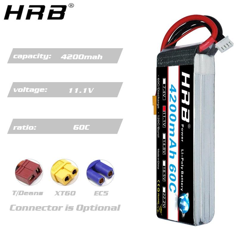 HRB 4200mah Lipo Battery 14.8V - T Deans 7.4V 11.1V 2S 3S 18.5V 22.2V 4S 5S 6S XT60 RC Quadcopter FPV Airplane Drone Car Parts 60C - Image 7