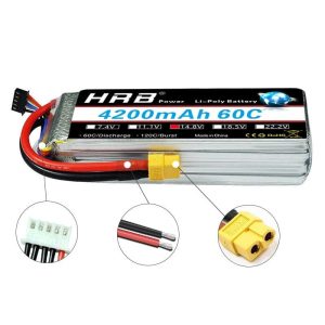 HRB 4200mah Lipo Battery 14.8V - T Deans 7.4V 11.1V 2S 3S 18.5V 22.2V 4S 5S 6S XT60 RC Quadcopter FPV Airplane Drone Car Parts 60C