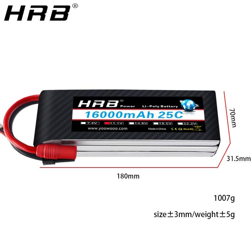 HRB Lipo 3S Battery 11.1V 16000mah - 25C XT60 T EC2 EC3 EC5 XT90 XT30 for For RC Car Truck Monster Boat Drone RC Toy 4 HRB Lipo 3S Battery 11.1V 16000mah - 25C XT60 T EC2 EC3 EC5 XT90 XT30 for For RC Car Truck Monster Boat Drone RC Toy - Image 4