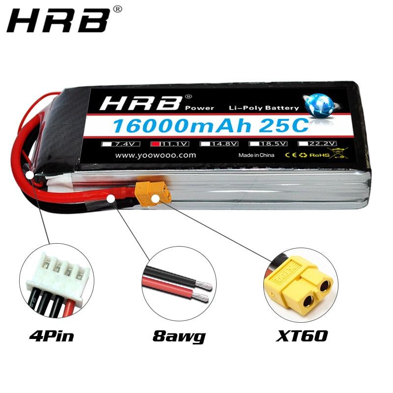 HRB Lipo 3S Battery 11.1V 16000mah - 25C XT60 T EC2 EC3 EC5 XT90 XT30 for For RC Car Truck Monster Boat Drone RC Toy 2 HRB Lipo 3S Battery 11.1V 16000mah - 25C XT60 T EC2 EC3 EC5 XT90 XT30 for For RC Car Truck Monster Boat Drone RC Toy - Image 2
