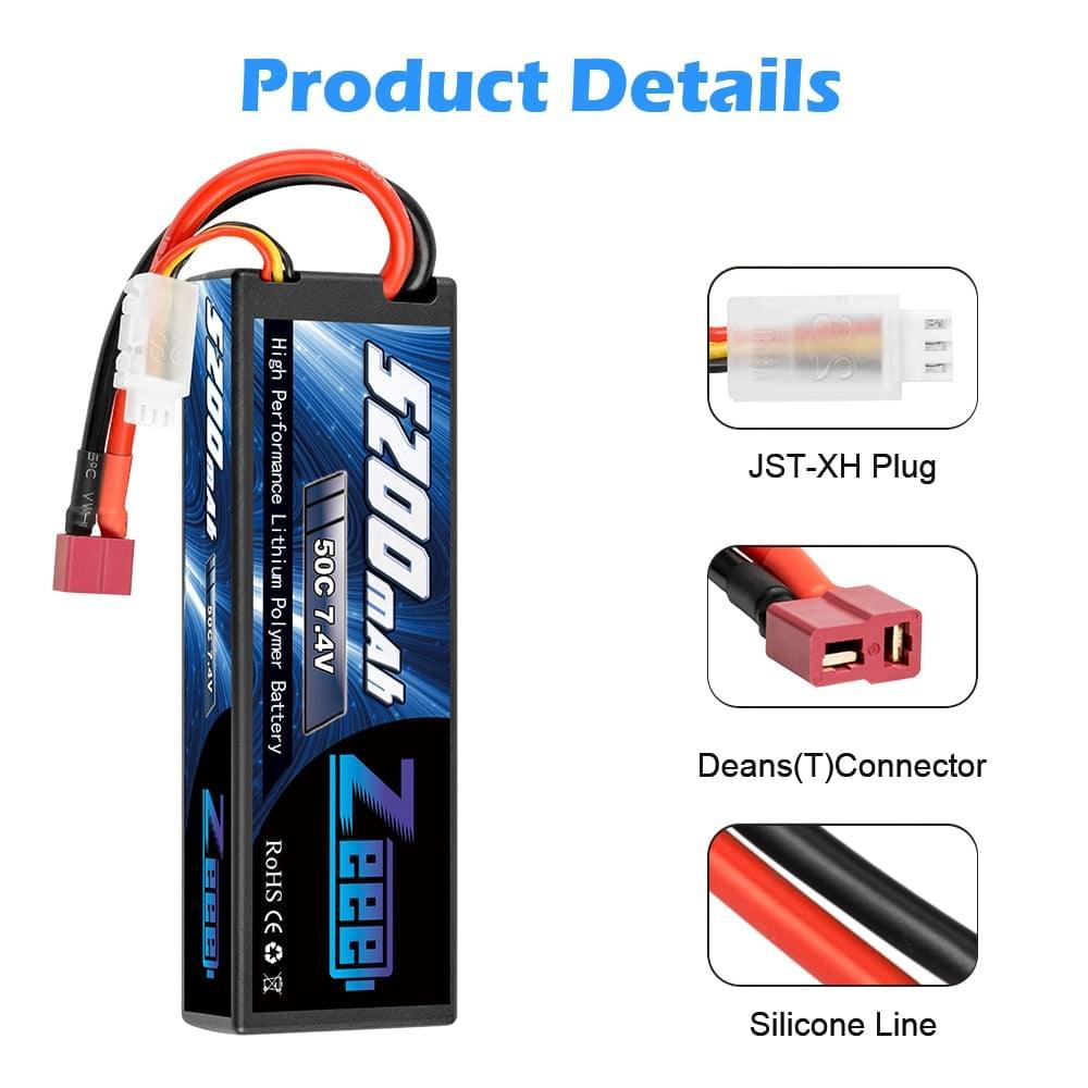 1/2units Zeee 5200mAh 7.4V 50C Lipo Batteries - for RC Car 2S RC Lipo Battery with T Plug For RC Drone Car Truck Helicopter Boat FPV Battery 8 1/2units Zeee 5200mAh 7.4V 50C Lipo Batteries - for RC Car 2S RC Lipo Battery with T Plug For RC Drone Car Truck Helicopter Boat FPV Battery — изображение 8