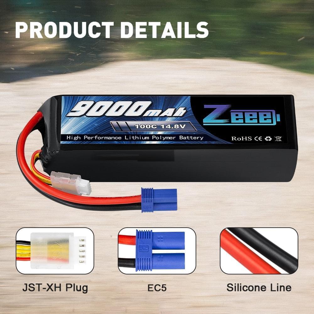 1/2units Zeee 14.8V Lipo Battery - 4S 100C 9000mAh Battery EC5 Connector with Metal Plates for RC Drone Car Truck Tank RC Models FPV Drone Battery 8 1/2units Zeee 14.8V Lipo Battery - 4S 100C 9000mAh Battery EC5 Connector with Metal Plates for RC Drone Car Truck Tank RC Models FPV Drone Battery — изображение 8