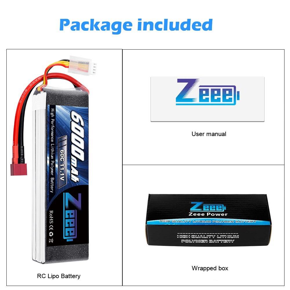 Zeee Lipo Battery 11.1V 6000mAh 60C 3S Lipo Battery Deans Plug 3S Lipo for FPV RC Car Helicopter Racing Hobby FVP Battery Parts 4 Zeee Lipo Battery 11.1V 6000mAh 60C 3S Lipo Battery Deans Plug 3S Lipo for FPV RC Car Helicopter Racing Hobby FVP Battery Parts — изображение 4