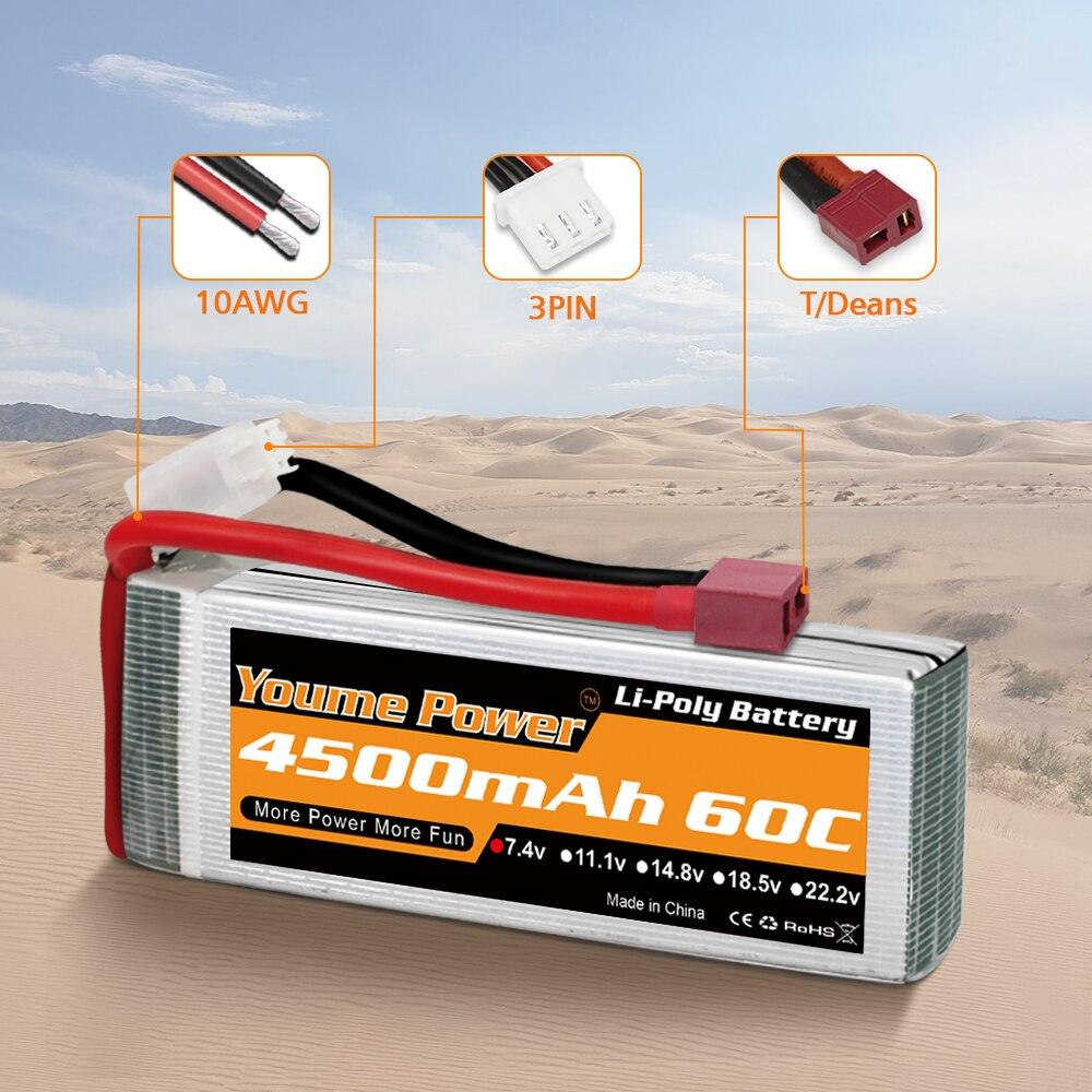 Youme 2S Lipo Battery 7.4V 4500mah - 50C XT60 T XT90 XT150 EC3 EC5 for FPV Drone RC Helicopter Airplane Boat Quadcopter — изображение 6