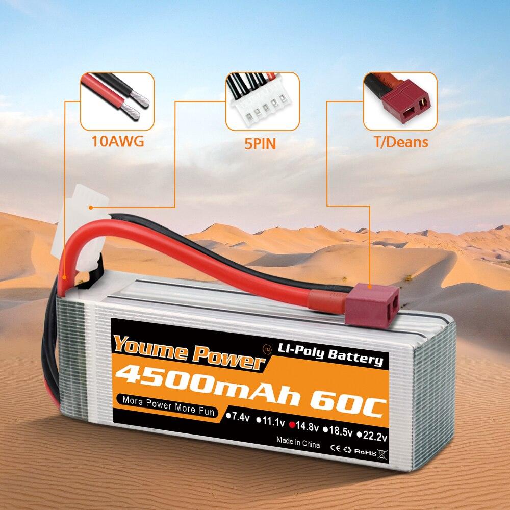 Youme 4S Lipo Battery 14.8V 4500mah - 50C XT60 T XT90 XT150 EC3 EC5 for RC Helicopter Airplane Boat Quadcopter FPV Drone Toys Battery — изображение 7