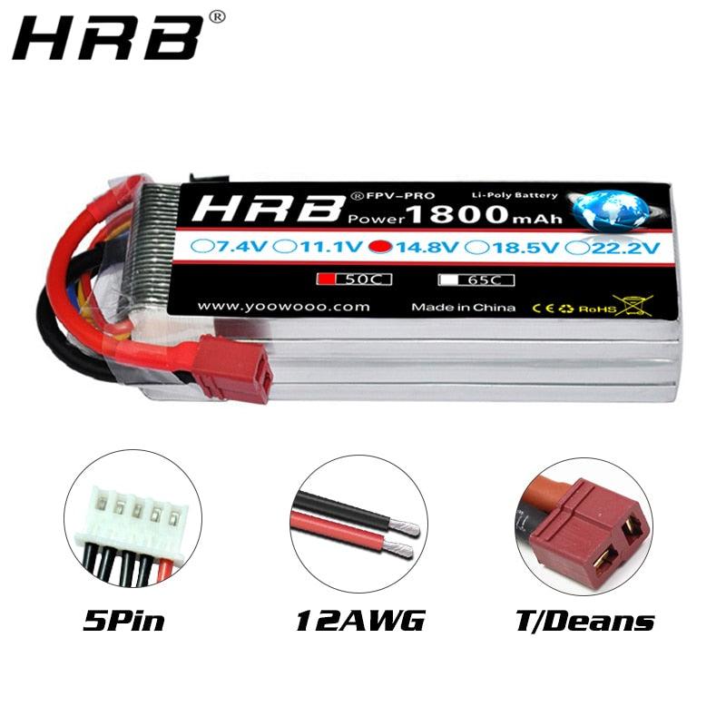 HRB Lipo 4S Battery 14.8V 1800mah - 50C XT60 For Fishing Bait Boats Buggy Cars Airplane Hobby RC Parts T EC5 XT90 Deans Female - Bild 11