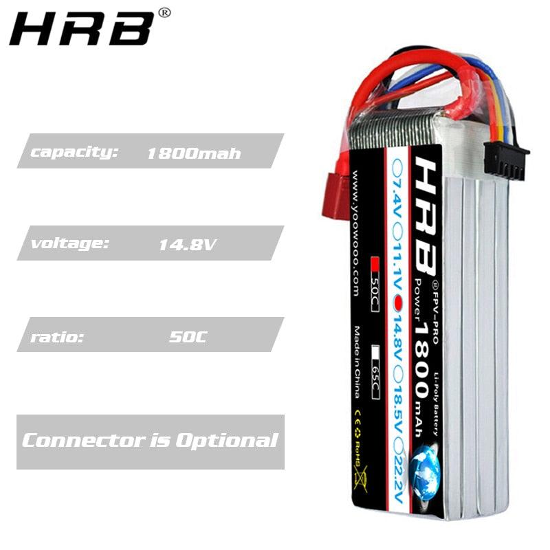 HRB Lipo 4S Battery 14.8V 1800mah - 50C XT60 For Fishing Bait Boats Buggy Cars Airplane Hobby RC Parts T EC5 XT90 Deans Female - Bild 10