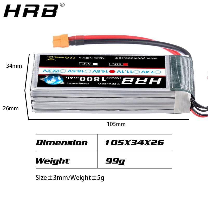 HRB Lipo 4S Battery 14.8V 1800mah - 50C XT60 For Fishing Bait Boats Buggy Cars Airplane Hobby RC Parts T EC5 XT90 Deans Female - Bild 9