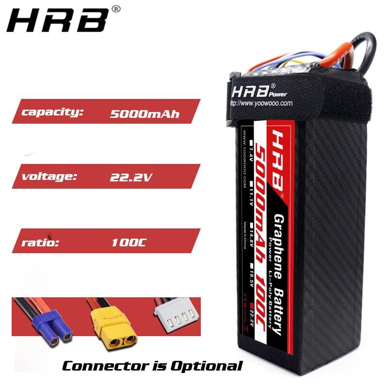 HRB 22.2V 5000mah Graphene 6S Lipo Battery 100C EC5 XT90  Deans T XT60 XT90-S AS150 For RC Catamaran Boat 4WD Car Airplane Drone FPV  Parts — изображение 9