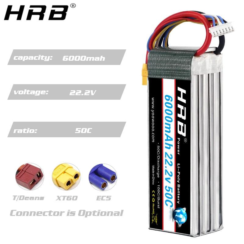 HRB 6000mah Lipo Battery - 50C 3S 2S 7.4V 11.1V 14.8V Deans T XT60 4S 5S 6S 3.7V 18.5V 22.2V 1S RC Helicopter Airplanes Car Parts - Image 7