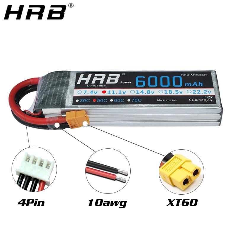 HRB 6000mah Lipo Battery - 50C 3S 2S 7.4V 11.1V 14.8V Deans T XT60 4S 5S 6S 3.7V 18.5V 22.2V 1S RC Helicopter Airplanes Car Parts - Image 5