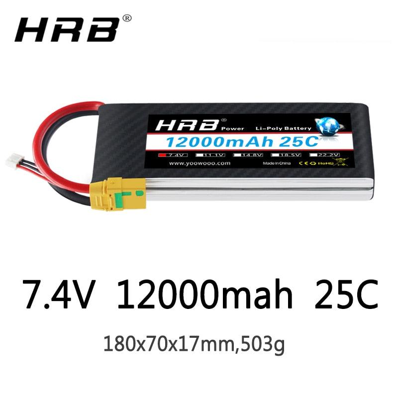 HRB Lipo 2S Battery 12000mah 7.4V - 25C XT60 T EC2 EC3 EC5 XT90 XT30 for For RC Car Truck Monster Boat Drone FPV RC Toy 2 HRB Lipo 2S Battery 12000mah 7.4V - 25C XT60 T EC2 EC3 EC5 XT90 XT30 for For RC Car Truck Monster Boat Drone FPV RC Toy - Image 2