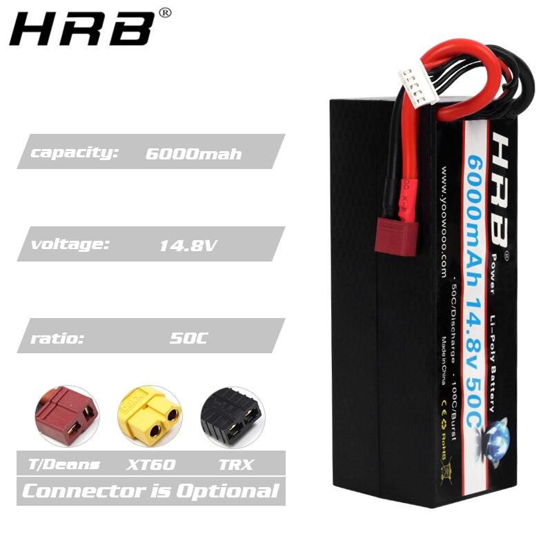 HRB 4S 14.8V 6000mah Lipo Battery - 50C Hard Case Deans T  XR60 XT90 EC5 RC Car Off-Road Truck Boats Helicopter Airplane Parts — изображение 11