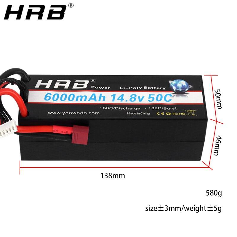 HRB 4S 14.8V 6000mah Lipo Battery - 50C Hard Case Deans T  XR60 XT90 EC5 RC Car Off-Road Truck Boats Helicopter Airplane Parts — изображение 10