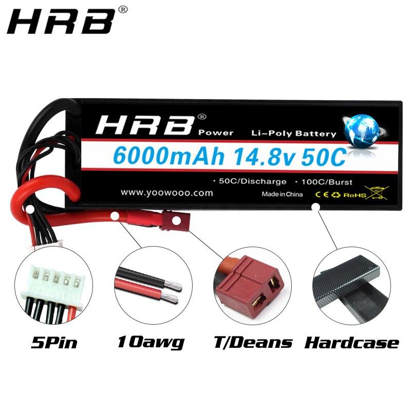 HRB 4S 14.8V 6000mah Lipo Battery - 50C Hard Case Deans T  XR60 XT90 EC5 RC Car Off-Road Truck Boats Helicopter Airplane Parts — изображение 8