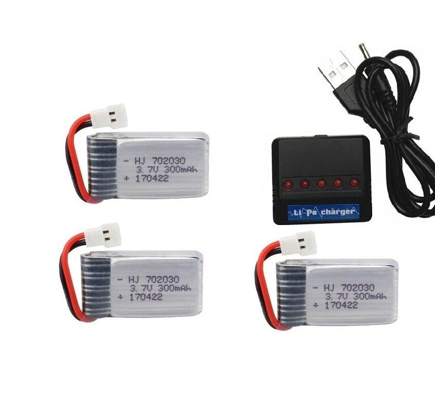 3.7V 300mAH Lipo Battery With 5-in-1 Charger For Udi U816 U830 F180 E55 FQ777 FQ17W Hubsan H107 Syma X11C FY530 RC Drone Battery