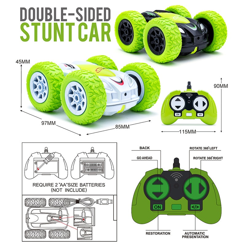 Rc Car Cool Boy Mini Stunt Car - Wireless Remote Control Double-sided 360 Degree Rotation 2.4g Flip Model Children's Toys 6 Rc Car Cool Boy Mini Stunt Car - Wireless Remote Control Double-sided 360 Degree Rotation 2.4g Flip Model Children's Toys - Image 6