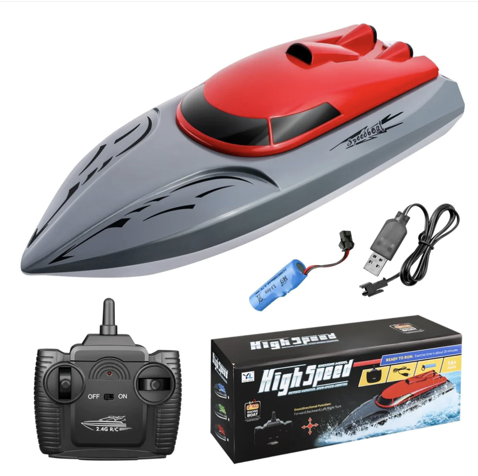 Rc Boat 2.4G High Speed 20km/h Remote Control Speed Boat Rechargeable Waterproof Anti-collision Protection Toys for Children