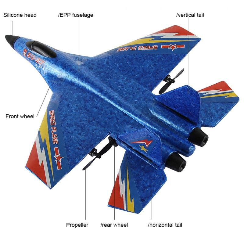 RC Aircraft SU27 Plane - 2.4G Radio Control Glider Remote Controlled Fighter Plane Foam Airplane Model Toys for Children Boys — изображение 11