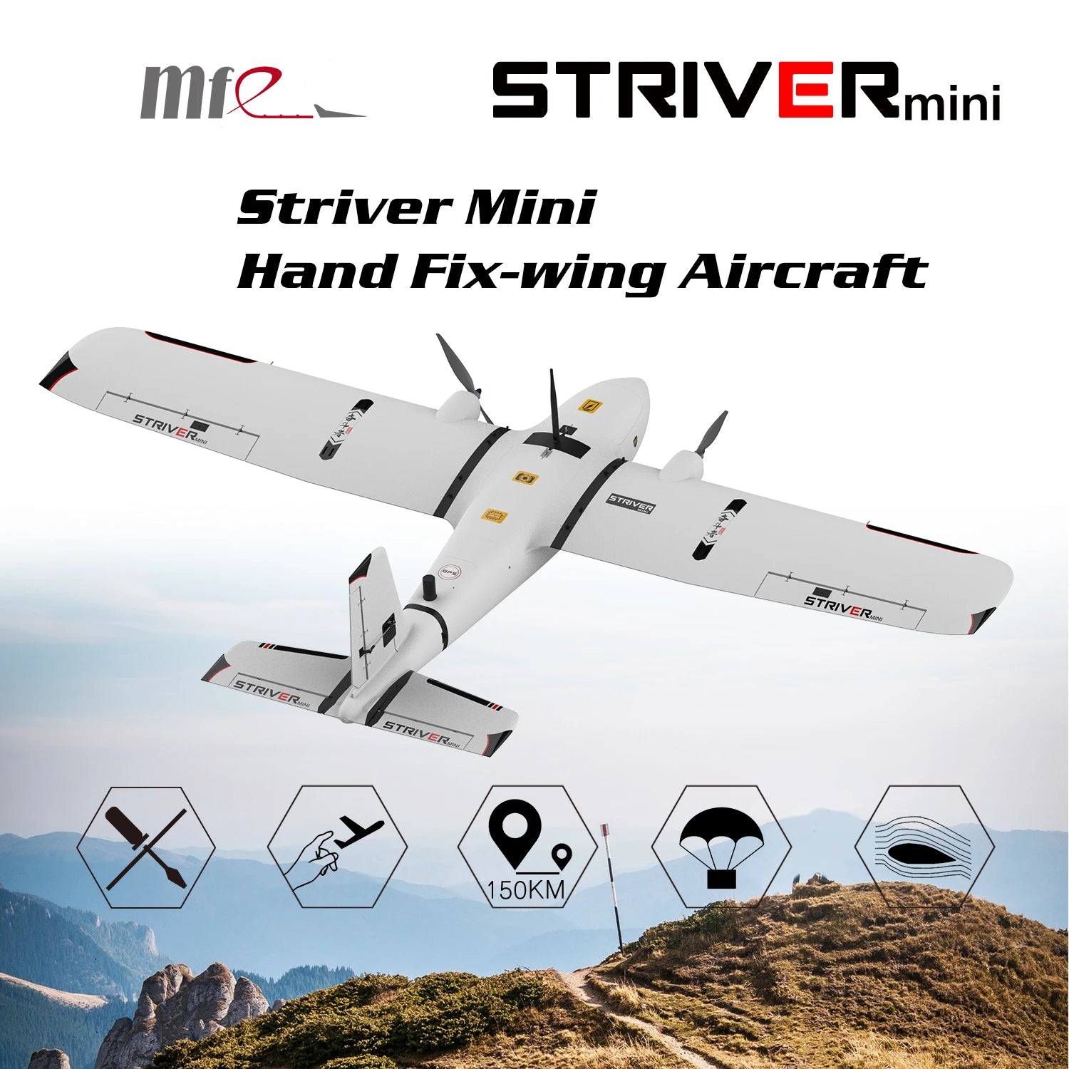 Makeflyeasy Striver mini (Hand Version) - 1.2KG Payload 200KM Range 145Minutes 2100mm Wingspan Aerial Survey Carrier Fix-wing UAV Aircraft Mapping Airplane Drone 2 Makeflyeasy Striver mini (Hand Version) - 1.2KG Payload 200KM Range 145Minutes 2100mm Wingspan Aerial Survey Carrier Fix-wing UAV Aircraft Mapping Airplane Drone - صورة Makeflyeasy Striver mini (Hand Version) - 1.2KG Payload 200KM Range 145Minutes 2100mm Wingspan Aerial Survey Carrier Fix-wing UAV Aircraft Mapping Airplane Drone - صورة 2