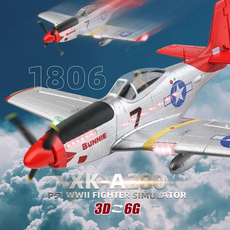 WLtoys A280 Brushless Motor RC Airplane - P51 Fighter Simulator 2.4G 3D6G Mode Aircraft with LED Searchlight Plane Toys for Adults 9 WLtoys A280 Brushless Motor RC Airplane - P51 Fighter Simulator 2.4G 3D6G Mode Aircraft with LED Searchlight Plane Toys for Adults - Image 9
