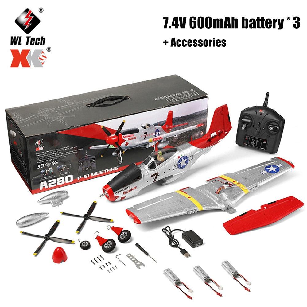 WLtoys A280 Brushless Motor RC Airplane - P51 Fighter Simulator 2.4G 3D6G Mode Aircraft with LED Searchlight Plane Toys for Adults 5 WLtoys A280 Brushless Motor RC Airplane - P51 Fighter Simulator 2.4G 3D6G Mode Aircraft with LED Searchlight Plane Toys for Adults - Image 5