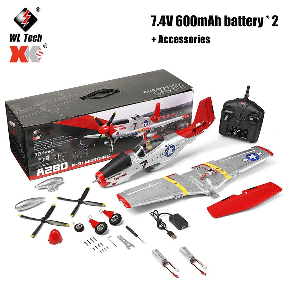 WLtoys A280 Brushless Motor RC Airplane - P51 Fighter Simulator 2.4G 3D6G Mode Aircraft with LED Searchlight Plane Toys for Adults 3 WLtoys A280 Brushless Motor RC Airplane - P51 Fighter Simulator 2.4G 3D6G Mode Aircraft with LED Searchlight Plane Toys for Adults - Image 3