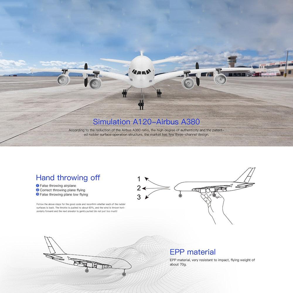 XK A120 RC Plane - 3CH 2.4G EPP Remote Control Machine Airplane Fixed-wing RTF A380 RC Aircraft Model Outdoor Toy for Kids 6 XK A120 RC Plane - 3CH 2.4G EPP Remote Control Machine Airplane Fixed-wing RTF A380 RC Aircraft Model Outdoor Toy for Kids - Image 6
