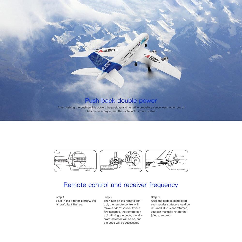 XK A120 RC Plane - 3CH 2.4G EPP Remote Control Machine Airplane Fixed-wing RTF A380 RC Aircraft Model Outdoor Toy for Kids 5 XK A120 RC Plane - 3CH 2.4G EPP Remote Control Machine Airplane Fixed-wing RTF A380 RC Aircraft Model Outdoor Toy for Kids - Image 5