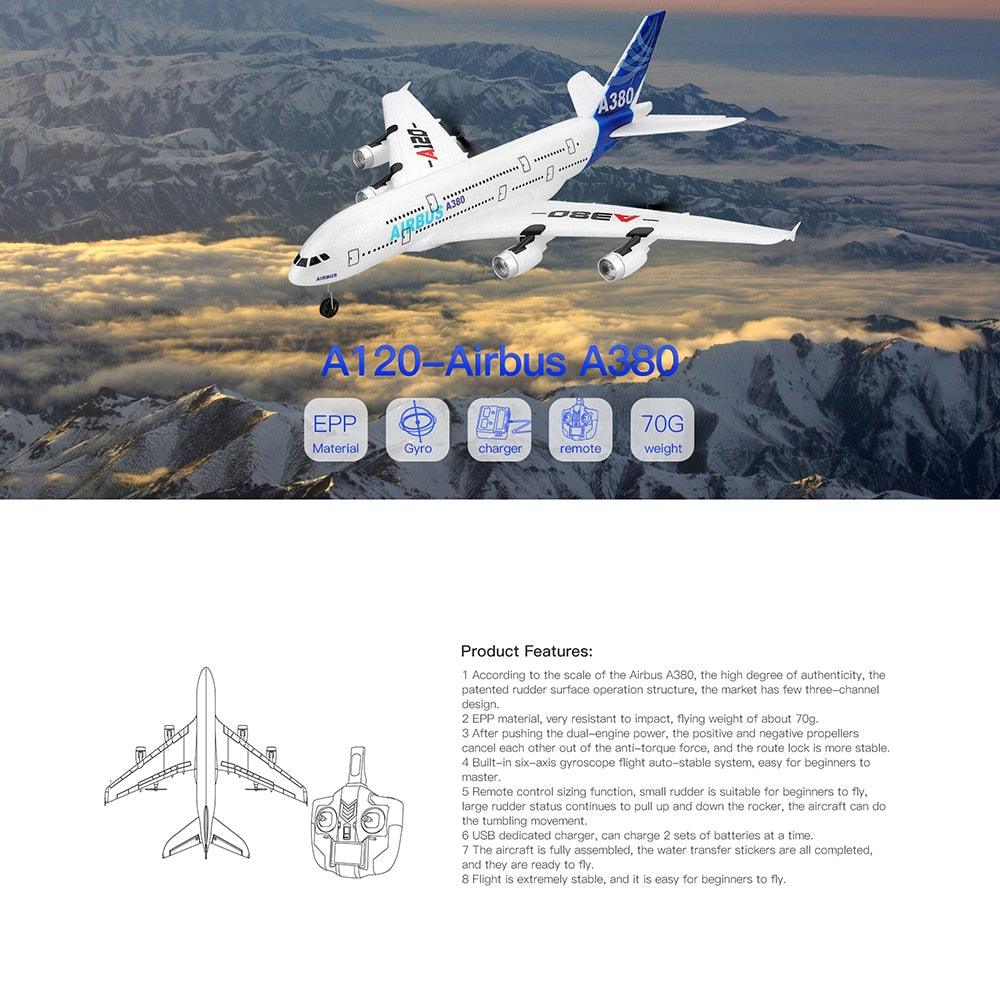 XK A120 RC Plane - 3CH 2.4G EPP Remote Control Machine Airplane Fixed-wing RTF A380 RC Aircraft Model Outdoor Toy for Kids 4 XK A120 RC Plane - 3CH 2.4G EPP Remote Control Machine Airplane Fixed-wing RTF A380 RC Aircraft Model Outdoor Toy for Kids - Image 4