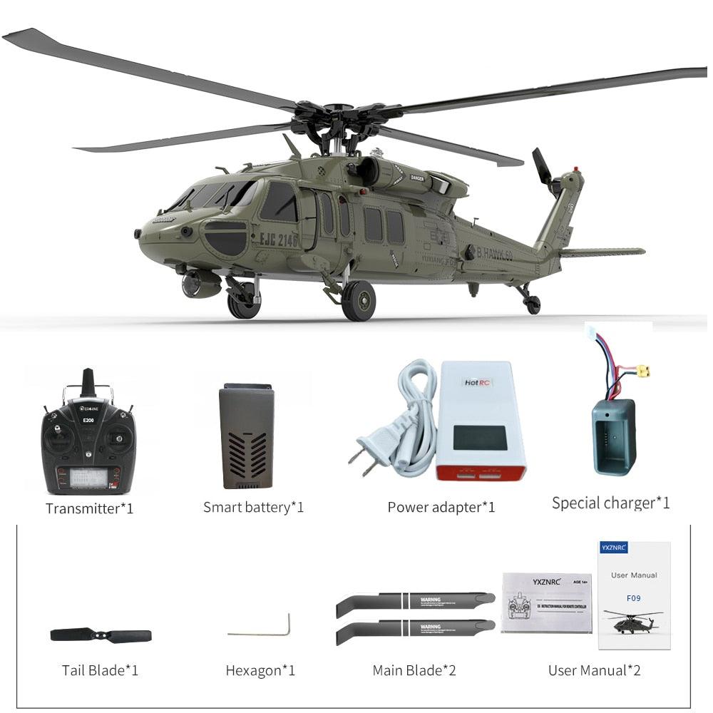YXZNRC F09 RC Helicopter - 1:47 Scale UH60 Black Hawk 6CH 3D Flybarless Direct Drive Dual Brushless With Transmitter RTF/BNF 16 YXZNRC F09 RC Helicopter - 1:47 Scale UH60 Black Hawk 6CH 3D Flybarless Direct Drive Dual Brushless With Transmitter RTF/BNF - Image 16