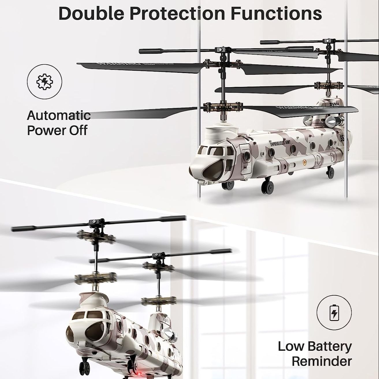 SYMA S52H Remote Control Helicopter - 2.4GHz S52H Military Transport RC Armed Military Aircraft Model Toys for Kids Military Fans 6 SYMA S52H Remote Control Helicopter - 2.4GHz S52H Military Transport RC Armed Military Aircraft Model Toys for Kids Military Fans - Image 6