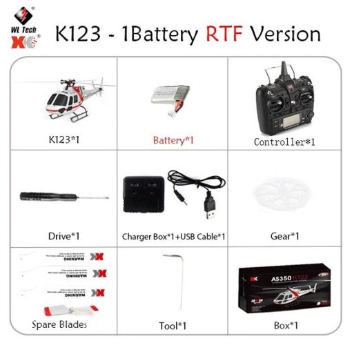 WLtoys XK K123 RC Helicopter - Mini Simulator AS350 RTF 2.4G 6CH 3D 6G 6-Axis Modes Brushless Motor RC Quadcopter Drone Toys for Boys - صورة WLtoys XK K123 RC Helicopter - Mini Simulator AS350 RTF 2.4G 6CH 3D 6G 6-Axis Modes Brushless Motor RC Quadcopter Drone Toys for Boys - صورة 3