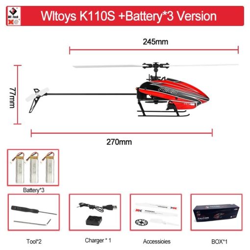Wltoys XK K110s RC Helicopter - BNF 2.4G 6CH 3D 6G 6-Axis System Brushless Motor RC Quadcopter Remote Control Drone Toys For Kids Gifts - Image 4