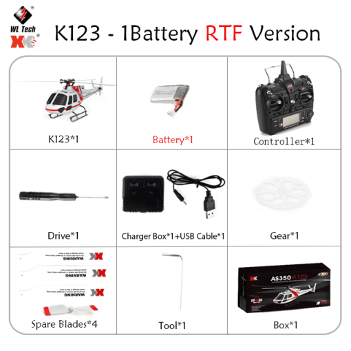 WLtoys XK K123 Rc Helicopter - RTF 2.4G 6CH 3D 6G 6-Axis Modes Brushless Motor RC Quadcopter Helicopter Toys For Kids Gifts - Image 3