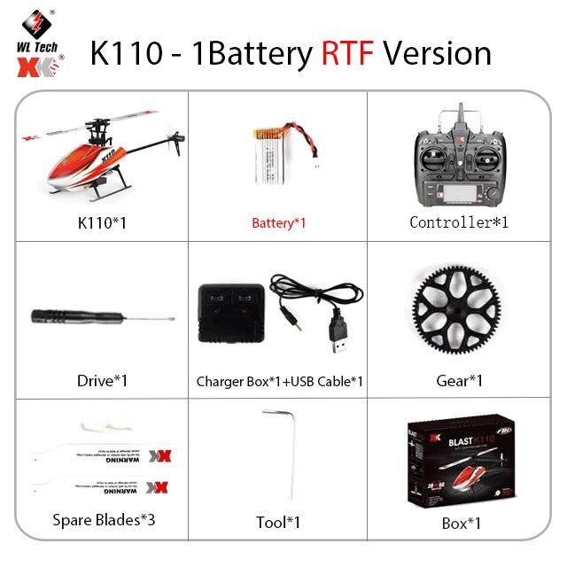 WLtoys XK K110 RC Helicopter - 2.4G 6CH 3D 6G 6-Axis System Brushless Motor RC Quadcopter Remote Control Toys For Kids Gifts 4 WLtoys XK K110 RC Helicopter - 2.4G 6CH 3D 6G 6-Axis System Brushless Motor RC Quadcopter Remote Control Toys For Kids Gifts — изображение 4