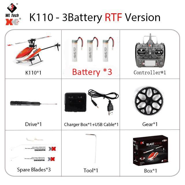 WLtoys XK K110 RC Helicopter - 2.4G 6CH 3D 6G 6-Axis System Brushless Motor RC Quadcopter Remote Control Toys For Kids Gifts 6 WLtoys XK K110 RC Helicopter - 2.4G 6CH 3D 6G 6-Axis System Brushless Motor RC Quadcopter Remote Control Toys For Kids Gifts — изображение 6