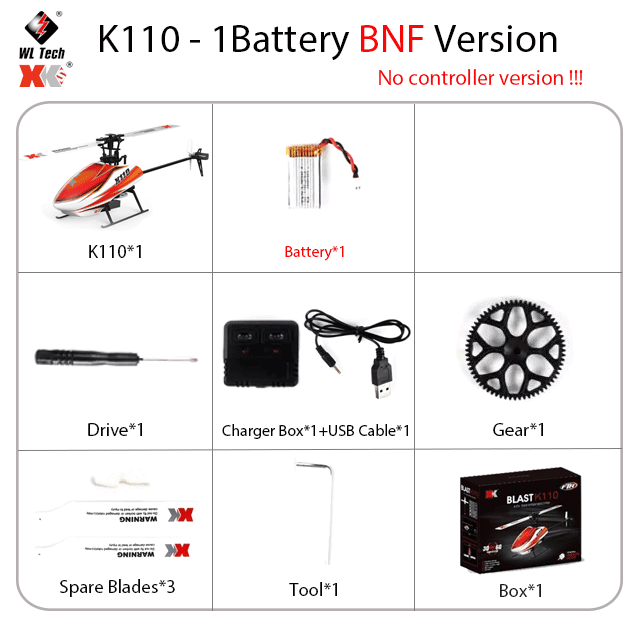 WLtoys XK K110 RC Helicopter - 2.4G 6CH 3D 6G 6-Axis System Brushless Motor RC Quadcopter Remote Control Toys For Kids Gifts 3 WLtoys XK K110 RC Helicopter - 2.4G 6CH 3D 6G 6-Axis System Brushless Motor RC Quadcopter Remote Control Toys For Kids Gifts — изображение 3