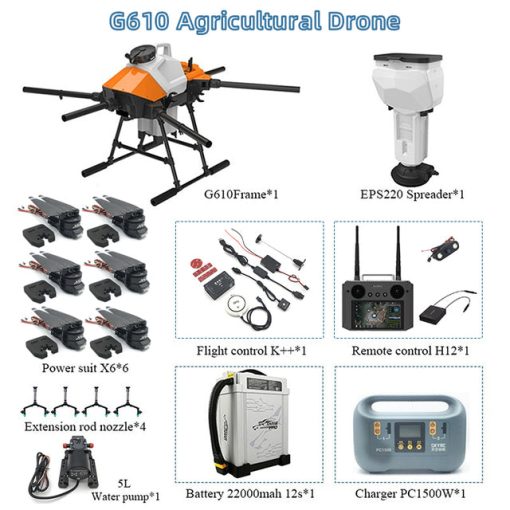 EFT G610 10L Agriculture Drone - 6 Axis 10L Full Load Weight 27KG Spreading And Spraying With Hobbywing X6, JIYI K++, Skydroid H12, Tattu 12S 22000mAh Battery 9 EFT G610 10L Agriculture Drone - 6 Axis 10L Full Load Weight 27KG Spreading And Spraying With Hobbywing X6, JIYI K++, Skydroid H12, Tattu 12S 22000mAh Battery - صورة EFT G610 10L Agriculture Drone - 6 Axis 10L Full Load Weight 27KG Spreading And Spraying With Hobbywing X6, JIYI K++, Skydroid H12, Tattu 12S 22000mAh Battery - صورة 9