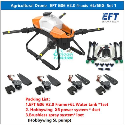 EFT G06 V2 - 4-Axis 6L Agriculture Drone For Spraying, Spreading With Hobbywing X6 Motor, JIYI K3A Pro FC, Skydroid T10, 12S Battery - صورة EFT G06 V2 - 4-Axis 6L Agriculture Drone For Spraying, Spreading With Hobbywing X6 Motor, JIYI K3A Pro FC, Skydroid T10, 12S Battery - صورة 8