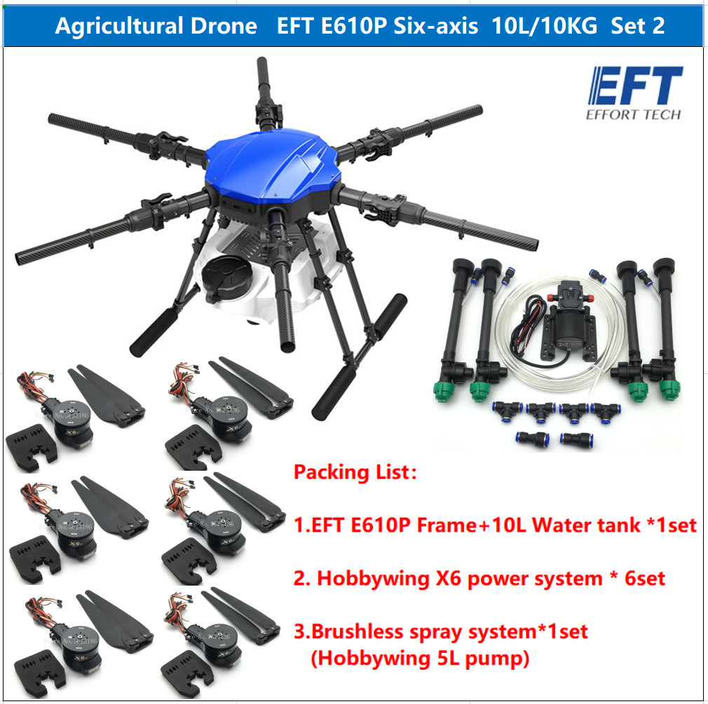 EFT E610P 10L Agriculture Drone - 6-Axis Sprayer Spreader Drone 10L Water Tank Compact With Hobbywing X6, JIYI K++ V2, Skydroid H12,TATTU 12S Battery 10 EFT E610P 10L Agriculture Drone - 6-Axis Sprayer Spreader Drone 10L Water Tank Compact With Hobbywing X6, JIYI K++ V2, Skydroid H12,TATTU 12S Battery - صورة EFT E610P 10L Agriculture Drone - 6-Axis Sprayer Spreader Drone 10L Water Tank Compact With Hobbywing X6, JIYI K++ V2, Skydroid H12,TATTU 12S Battery - صورة 10