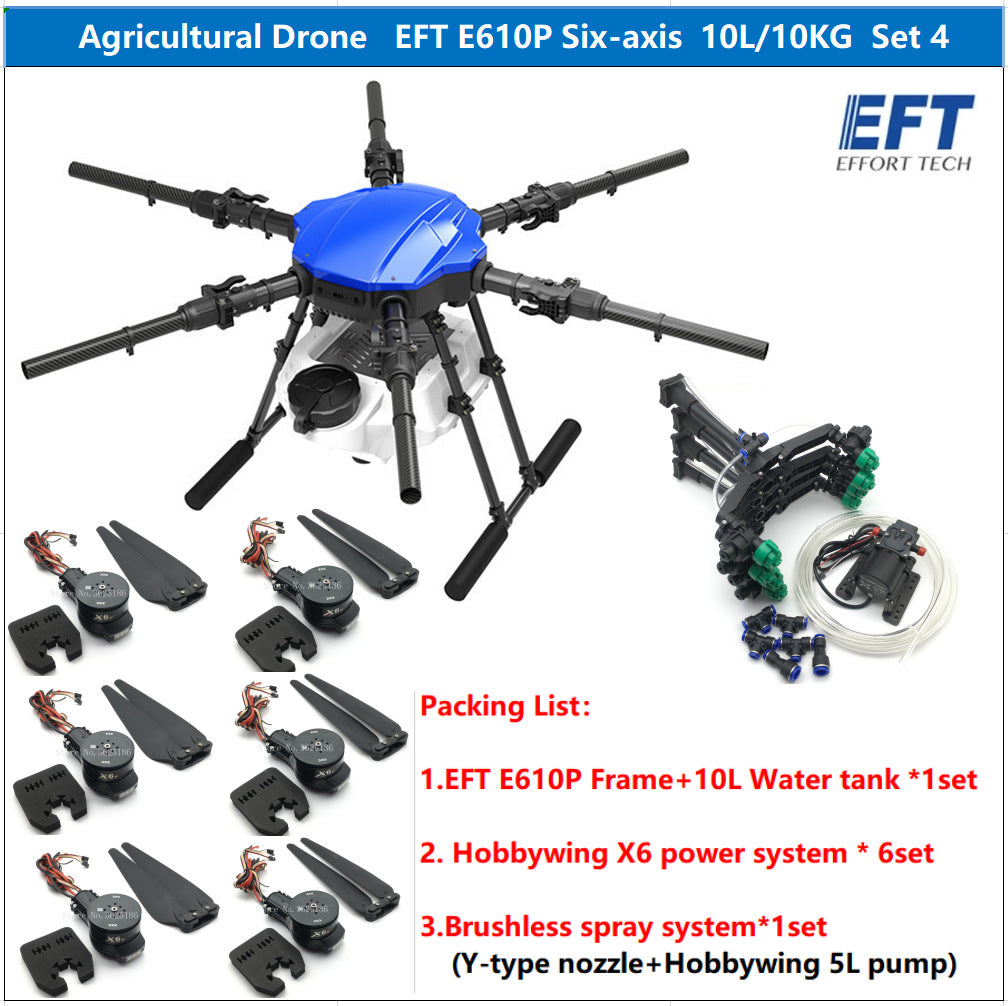 EFT E610P 10L Agriculture Drone - 6-Axis Sprayer Spreader Drone 10L Water Tank Compact With Hobbywing X6, JIYI K++ V2, Skydroid H12,TATTU 12S Battery 11 EFT E610P 10L Agriculture Drone - 6-Axis Sprayer Spreader Drone 10L Water Tank Compact With Hobbywing X6, JIYI K++ V2, Skydroid H12,TATTU 12S Battery - صورة EFT E610P 10L Agriculture Drone - 6-Axis Sprayer Spreader Drone 10L Water Tank Compact With Hobbywing X6, JIYI K++ V2, Skydroid H12,TATTU 12S Battery - صورة 11