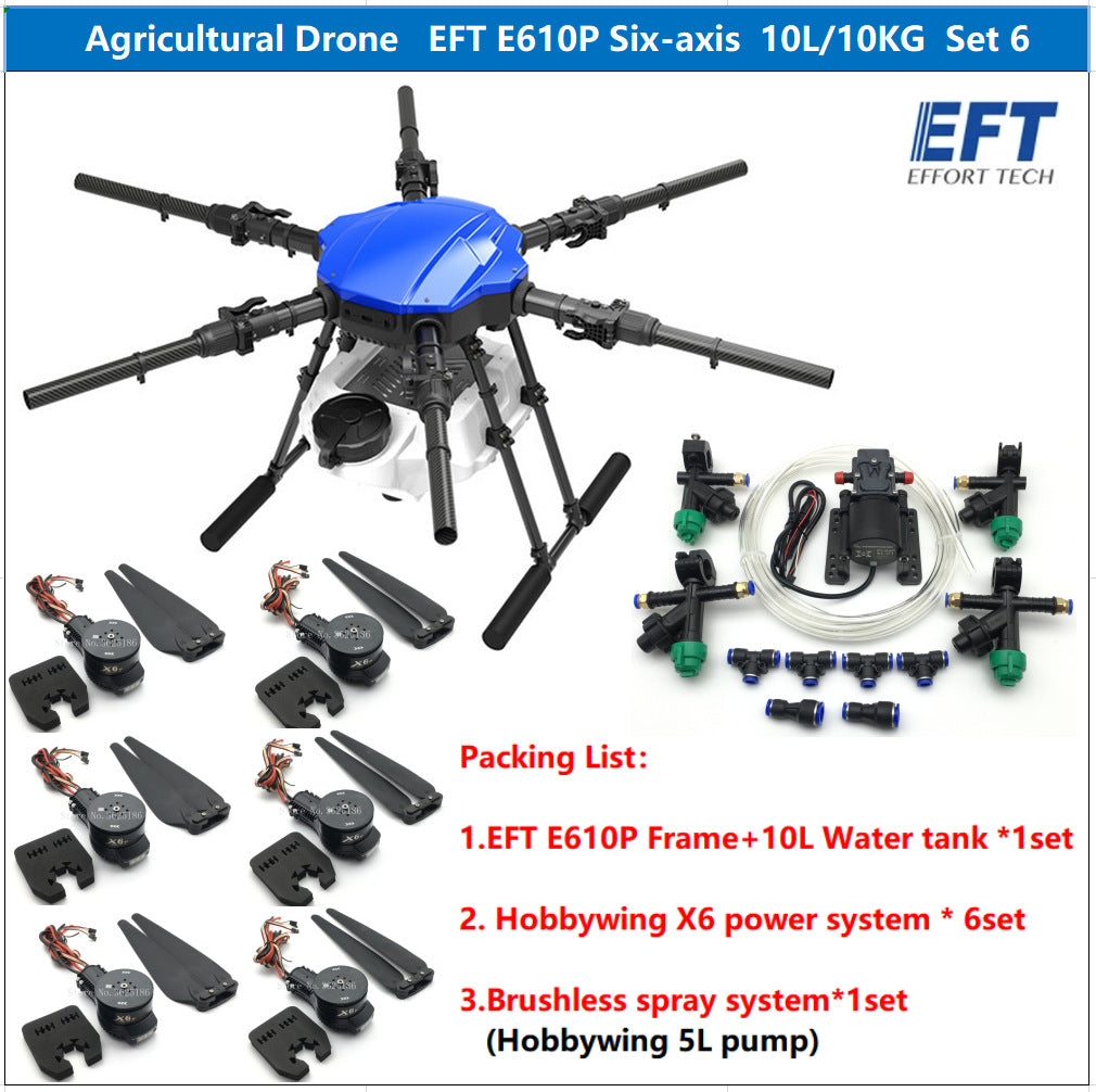 EFT E610P 10L Agriculture Drone - 6-Axis Sprayer Spreader Drone 10L Water Tank Compact With Hobbywing X6, JIYI K++ V2, Skydroid H12,TATTU 12S Battery 12 EFT E610P 10L Agriculture Drone - 6-Axis Sprayer Spreader Drone 10L Water Tank Compact With Hobbywing X6, JIYI K++ V2, Skydroid H12,TATTU 12S Battery - صورة EFT E610P 10L Agriculture Drone - 6-Axis Sprayer Spreader Drone 10L Water Tank Compact With Hobbywing X6, JIYI K++ V2, Skydroid H12,TATTU 12S Battery - صورة 12