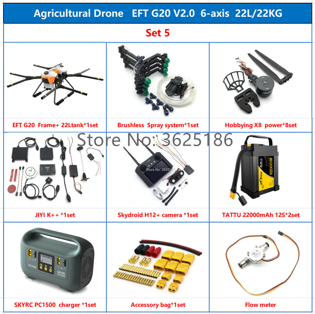 EFT G20 22L Agriculture Drone - G20 V2.0 4 Axis / 8 Axis 22L/20L 20KG Water Tank Compatible with Hobbywing X8 Motor JIYI K++ FC Dual Quick Release Battery 17 EFT G20 22L Agriculture Drone - G20 V2.0 4 Axis / 8 Axis 22L/20L 20KG Water Tank Compatible with Hobbywing X8 Motor JIYI K++ FC Dual Quick Release Battery — изображение 17