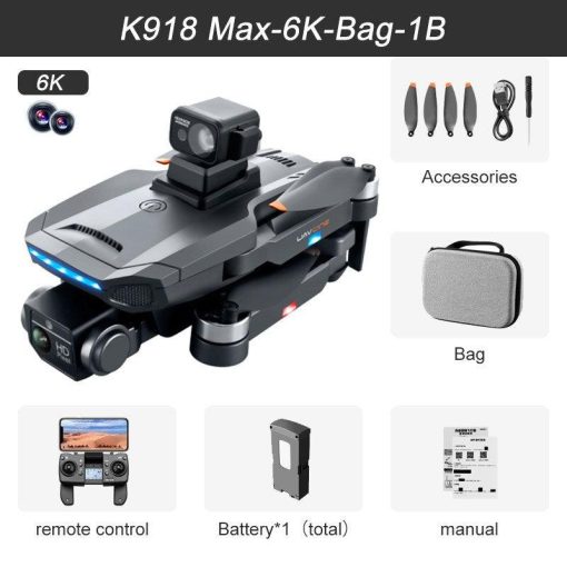 JINEHNG K918 MAX GPS Drone - 4K HD Dual HD 8K HD Camera Professional Obstacle Avoidance Brushless Foldable Quadcopter RC Distance 1200M Professional Camera Drone - Image 12